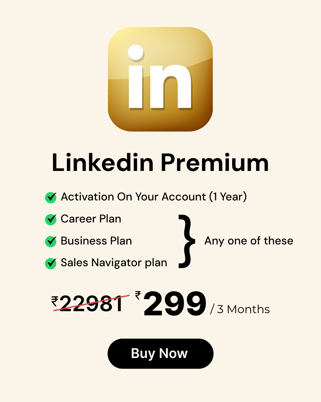 Linkedin – Premium(Personal, Business, Sales Navigator) Plans - 3 Months